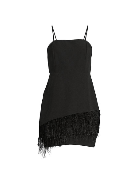 Feather Trim Strappy Mini Dress