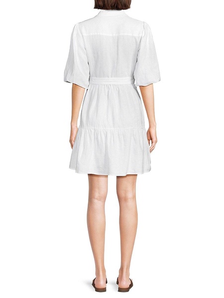 Belted 100% Linen Mini Dress