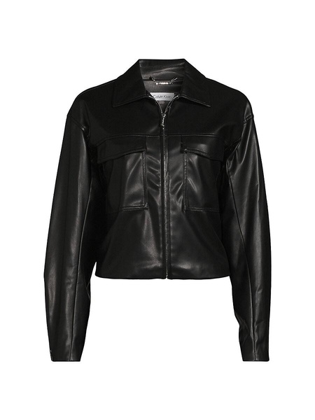 Faux Leather Zip Biker Jacket