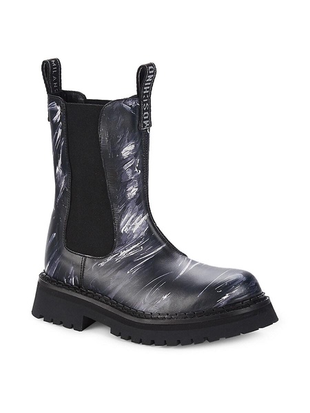 Abstract Textured Leather Boots