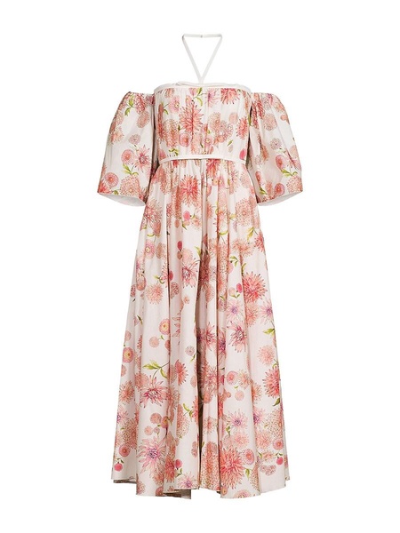 Floral cotton poplin midi dress