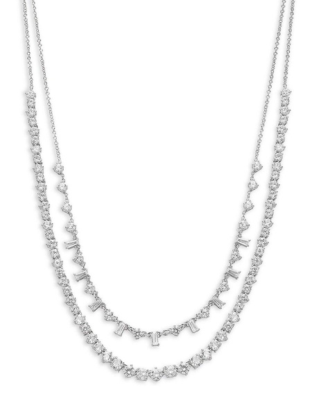 Tezoro Convertible Rhodium Plated Cubic Zirconia Dual Strand Necklace