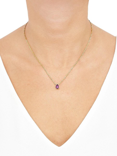 14K Yellow Gold & Amethyst Paperclip Necklace