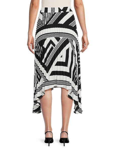 Pleated Print Midi Skirt