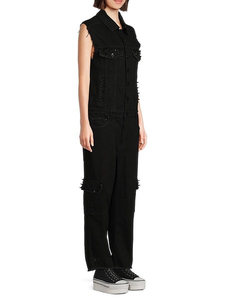 Spiked Denim Jumpsuit