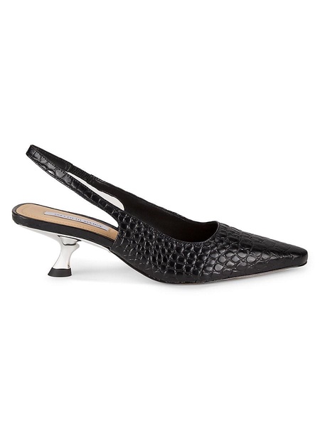 51MM Embossed Leather Slingback Pumps