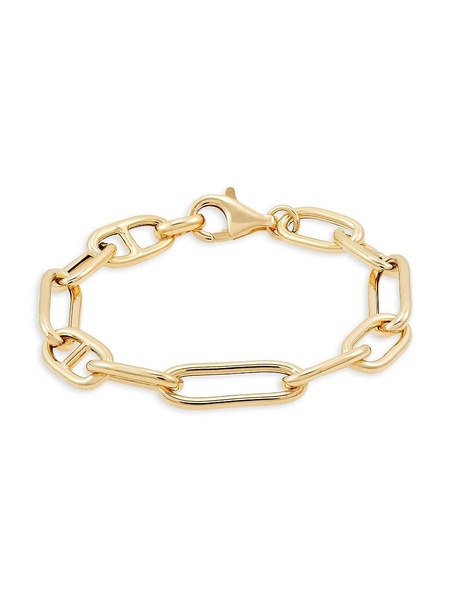 14K Yellow Goldplated Sterling Silver Mariner & Paperclip Link Chain Bracelet