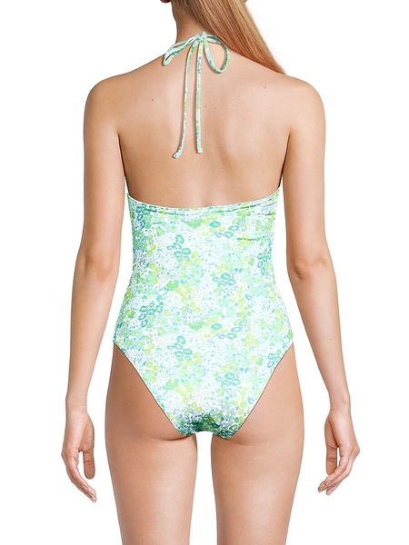 Floral Halter One Piece Swimsuit