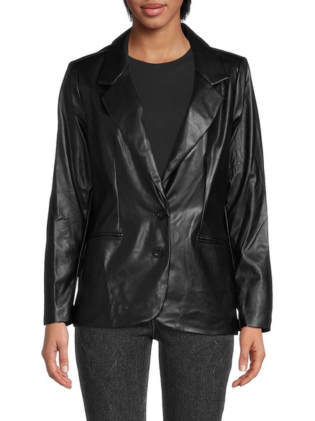 Faux Leather Boyfriend Blazer