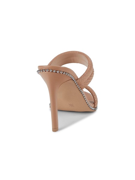 Jenni Snake-Embossed Heel Sandals