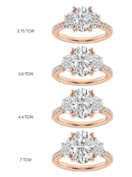 Build Your Own Collection 14K Rose Gold Three Stone Lab Grown Diamond Engagement Ring