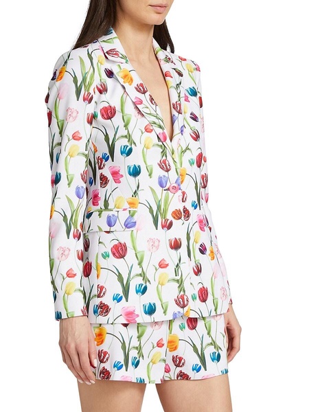 Macy Floral Crepe Fitted Blazer