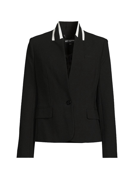 Contrast Trim Single Breasted Blazer