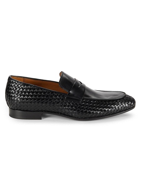 Textured Leather Penny Loafers