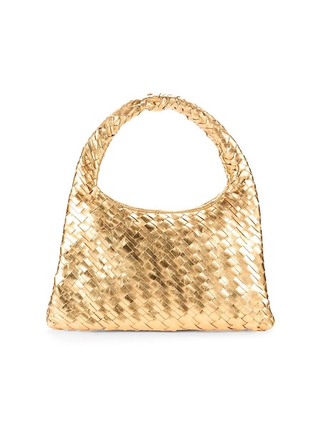 Mini Haven Metallic Woven Leather Top Handle Bag