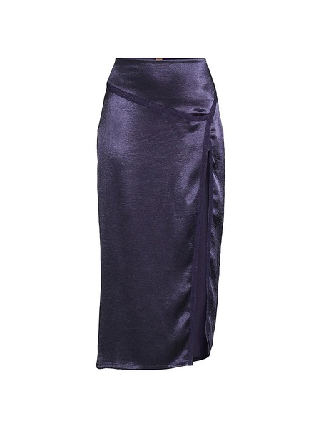 Dakota Side Slit Satin Midi Skirt