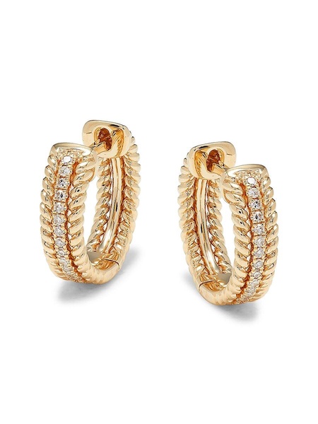 14K Yellow Gold & 0.07 TCW Diamond Hoop Earrings