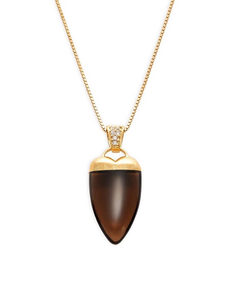 18K Goldplated Sterling Silver & Smoky Quartz Pendant Necklace