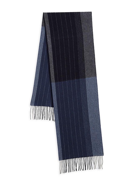 Off Center Chalk Cashmere Fringe Scarf