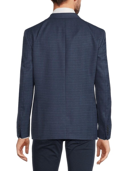 Slim Fit Checked Wool Blend Blazer