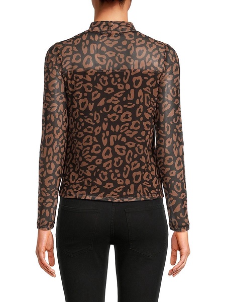 Leopard Print Mesh Top