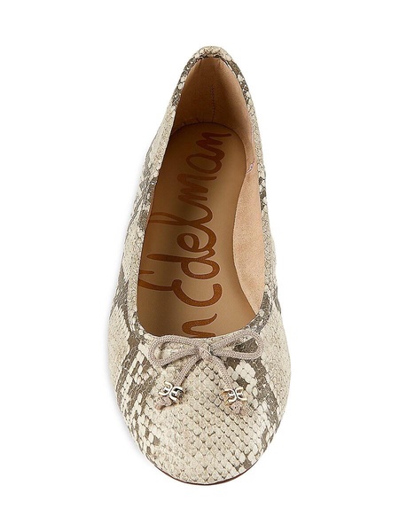 Flora Python-Embossed Ballet Flats