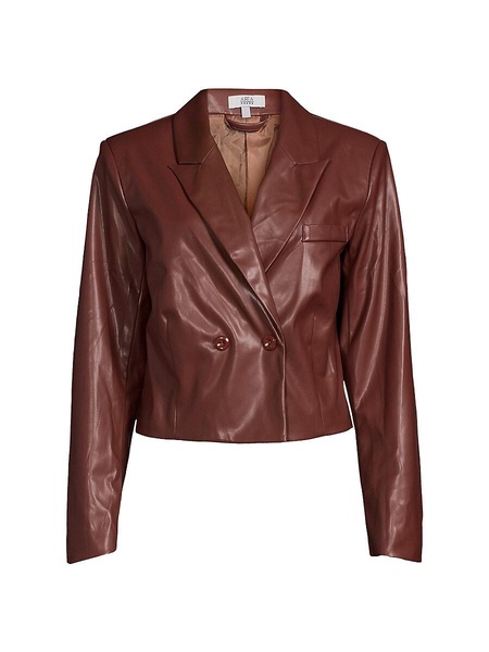 Cropped Faux Leather Jacket