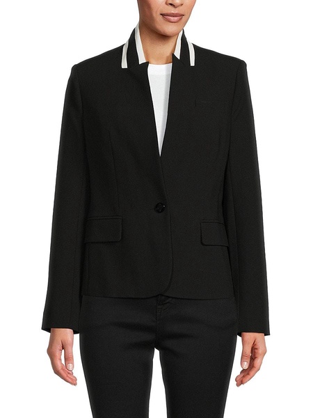 Contrast Trim Single Breasted Blazer