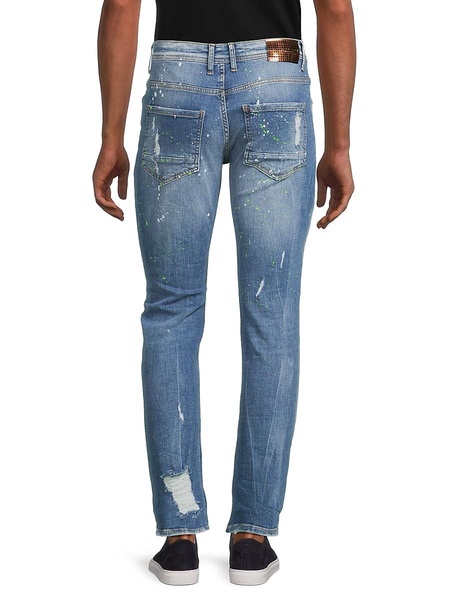 Distressed Mid Rise Slim Jeans