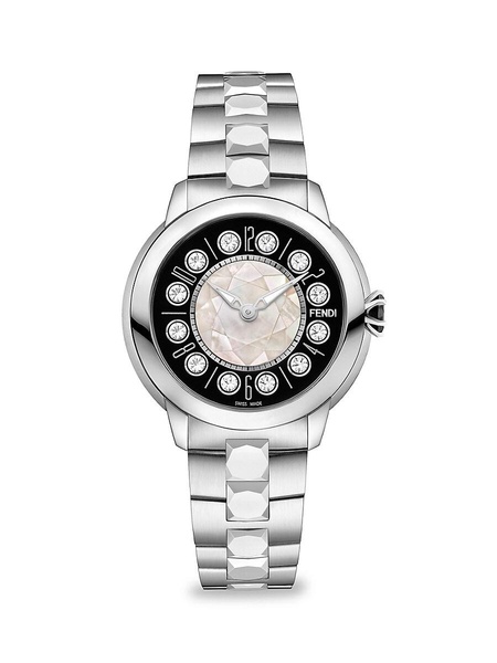 ​​Ishine 38MM Stainless Steel, Topaz, Black Spinel & Mother Of Pearl Bracelet Watch