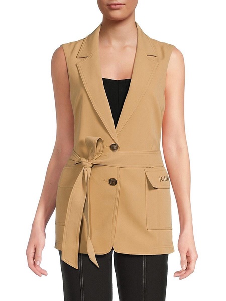 Notch Lapel Belted Vest