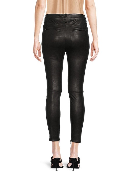 Flat Front Leather Ankle Pants