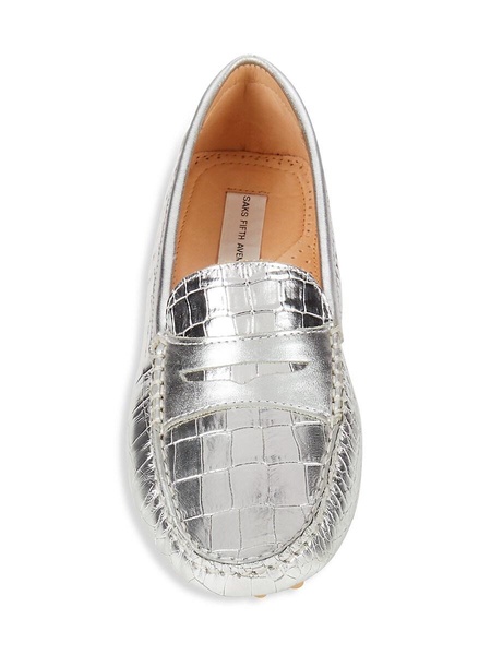 Croc Embossed Leather Penny Driving Loafers