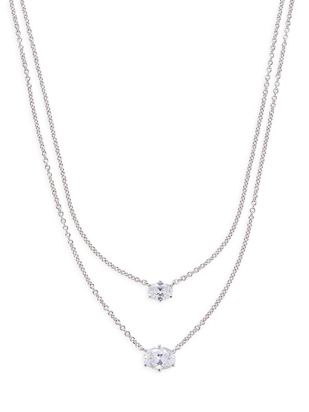 Nolita Double Oval Rhodium Plated & Cubic Zirconia Layered Necklace