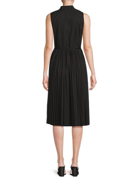 Pleated Belted Midi Dress