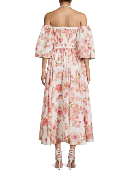 Floral cotton poplin midi dress