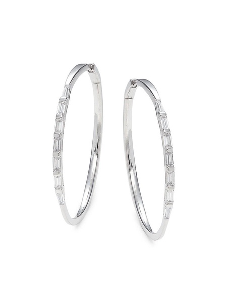 Rhodium Plated Sterling Silver & Cubic Zirconia Hoop Earrings