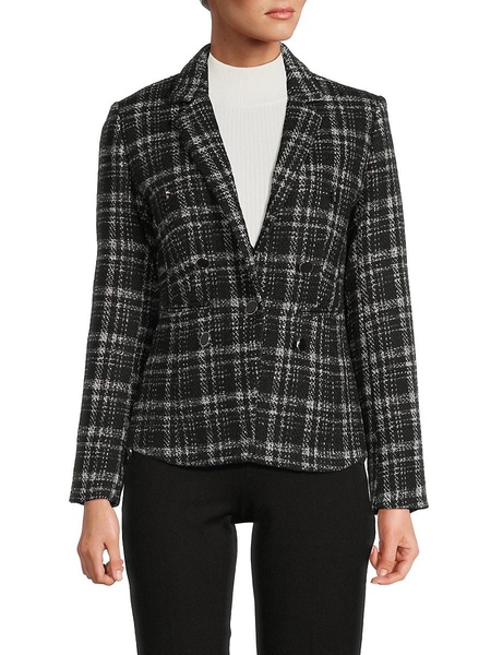 Plaid Double-Breasted Blazer