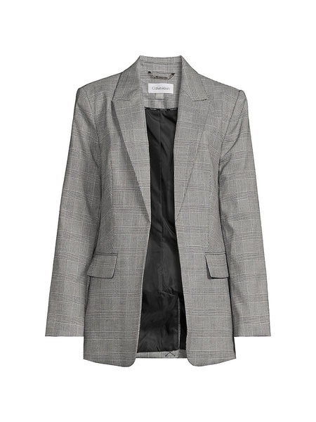 Houndstooth Open Front Blazer