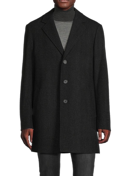 Wool Blend Top Coat With Removable Hooded Bib