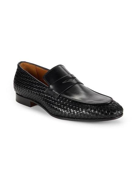 Textured Leather Penny Loafers