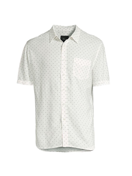 Carson Diamond Print Linen Blend Shirt