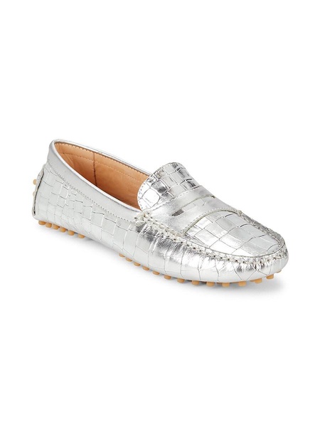 Croc Embossed Leather Penny Driving Loafers