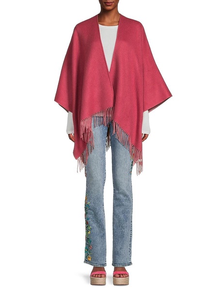 Merino Wool Blend Fringe Cape