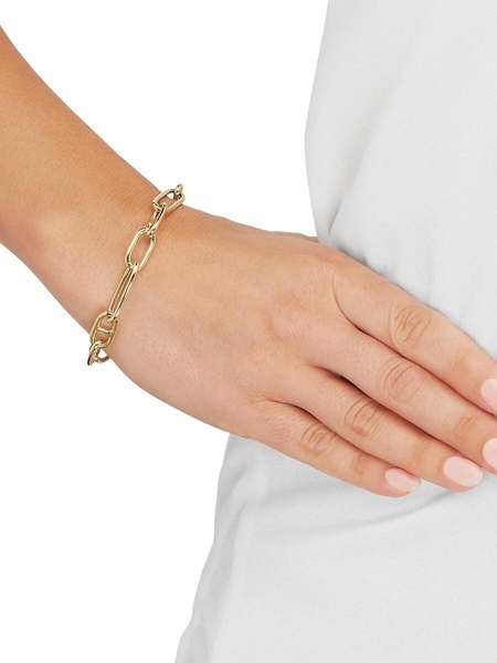 14K Yellow Goldplated Sterling Silver Mariner & Paperclip Link Chain Bracelet