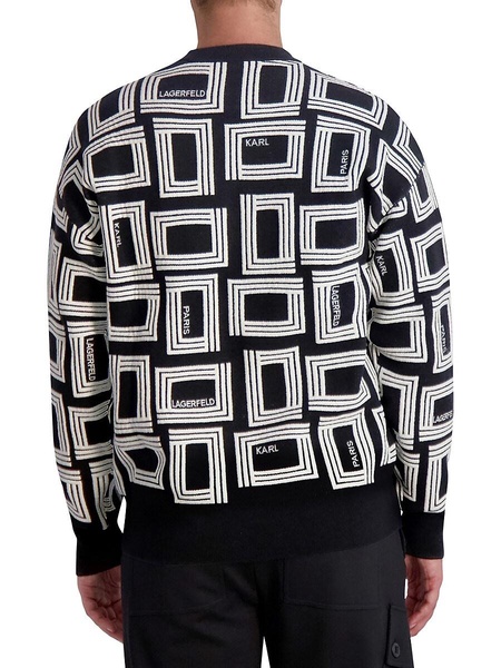 Men's Monogram Raised Jacquard Wool Sweater