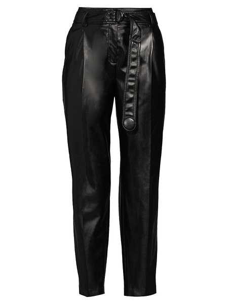 Belted Faux Leather Pants