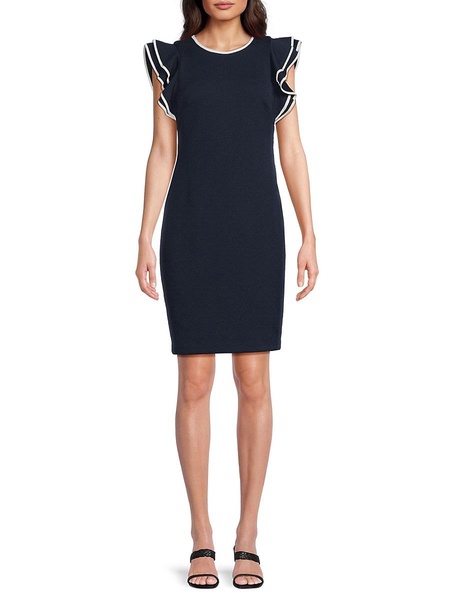 Ruffle Textured Sheath Dress