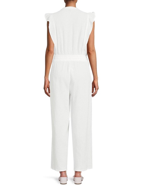 Band Collar Flutter Sleeve Jumpsuit