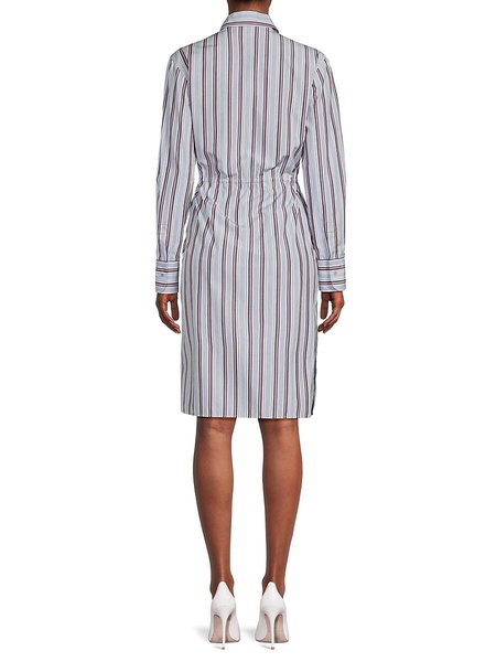 Striped Knee Length Shirt Sheath Dress